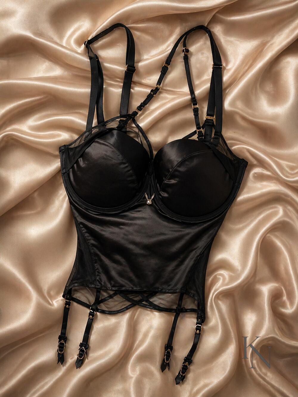 Honey Birdette “Cindy” Bustier – 38G | Luxe Satin & Mesh